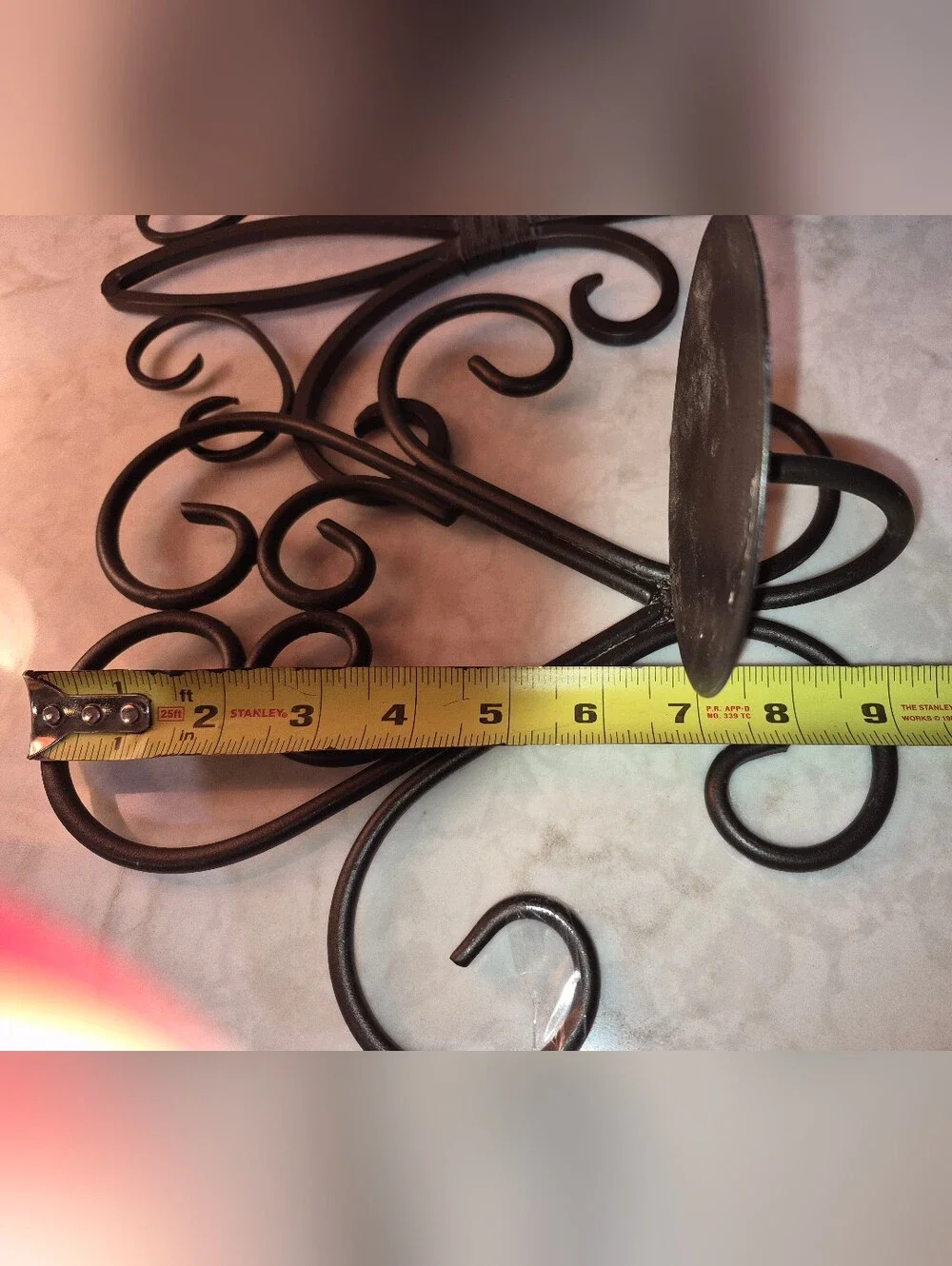 Pair of black Wrought Iron Scroll Candle Wall Sconces